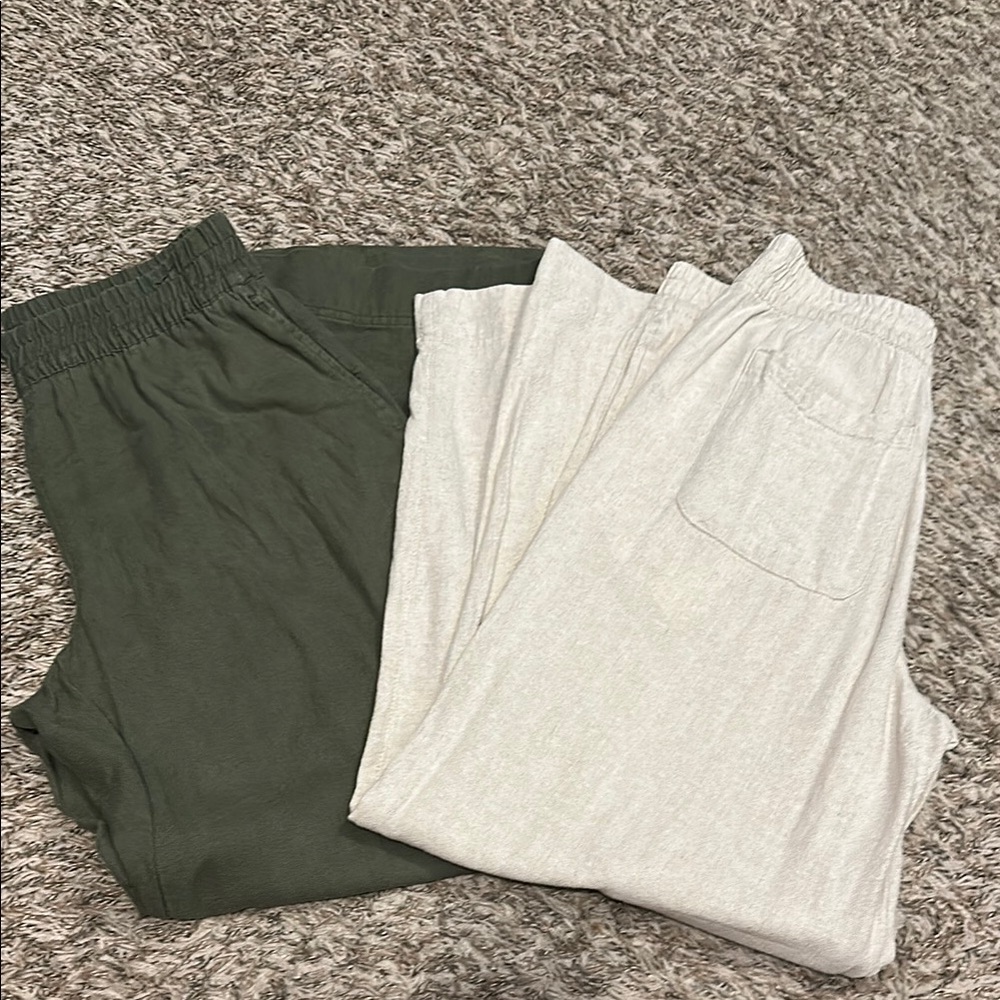 2-pair women’s wide-legged linen pants